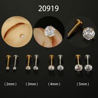 Fashion Round Stainless Steel Inlay Zircon Lip Stud sku image 13