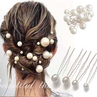 Fashion U Shape Metal Inlay Artificial Pearls Hairpin 16 Pieces main image 3