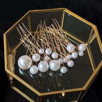 Fashion U Shape Metal Inlay Artificial Pearls Hairpin 16 Pieces main image 5