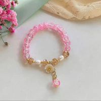 Dulce Flor Vidrio Con Cuentas Perla Mujeres Pulsera 1 Pieza sku image 3