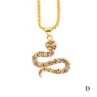 Moda Serpiente Cobre Embutido Circón Collar Colgante 1 Pieza sku image 5