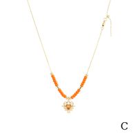 Fashion Heart Shape Copper Beaded Pendant Necklace 1 Piece sku image 3