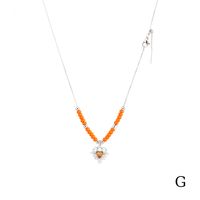 Fashion Heart Shape Copper Beaded Pendant Necklace 1 Piece sku image 7