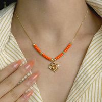 Mode Herzform Kupfer Perlen Halskette Mit Anhänger 1 Stück main image 2