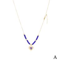 Fashion Heart Shape Copper Beaded Pendant Necklace 1 Piece sku image 1