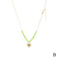 Fashion Heart Shape Copper Beaded Pendant Necklace 1 Piece sku image 2