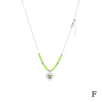 Fashion Heart Shape Copper Beaded Pendant Necklace 1 Piece sku image 6