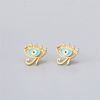 Fashion Eye Gold Plated Enamel Zircon Women's Ear Studs 1 Pair sku image 2