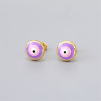 Fashion Eye Gold Plated Enamel Zircon Women's Ear Studs 1 Pair sku image 3