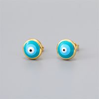 Fashion Eye Gold Plated Enamel Zircon Women's Ear Studs 1 Pair sku image 4