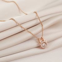 Fashion Heart Shape Crown Titanium Steel Plating Inlay Artificial Gemstones Pendant Necklace 1 Piece sku image 6