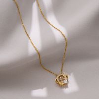 Fashion Heart Shape Crown Titanium Steel Plating Inlay Artificial Gemstones Pendant Necklace 1 Piece sku image 27