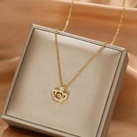 Fashion Heart Shape Crown Titanium Steel Plating Inlay Artificial Gemstones Pendant Necklace 1 Piece sku image 30