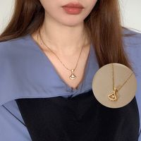 Fashion Heart Shape Crown Titanium Steel Plating Inlay Artificial Gemstones Pendant Necklace 1 Piece sku image 17