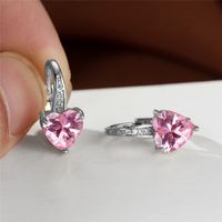 Fashion Heart Shape Copper Plating Inlay Zircon Hoop Earrings 1 Pair sku image 2