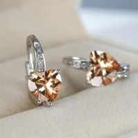 Fashion Heart Shape Copper Plating Inlay Zircon Hoop Earrings 1 Pair sku image 6