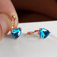 Fashion Heart Shape Copper Plating Inlay Zircon Hoop Earrings 1 Pair sku image 14
