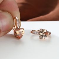 Fashion Heart Shape Copper Plating Inlay Zircon Hoop Earrings 1 Pair sku image 17