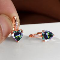 Fashion Heart Shape Copper Plating Inlay Zircon Hoop Earrings 1 Pair sku image 21