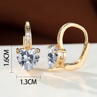 Fashion Heart Shape Copper Plating Inlay Zircon Hoop Earrings 1 Pair sku image 26