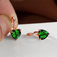 Fashion Heart Shape Copper Plating Inlay Zircon Hoop Earrings 1 Pair sku image 15