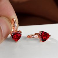 Fashion Heart Shape Copper Plating Inlay Zircon Hoop Earrings 1 Pair sku image 16