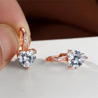Fashion Heart Shape Copper Plating Inlay Zircon Hoop Earrings 1 Pair sku image 19