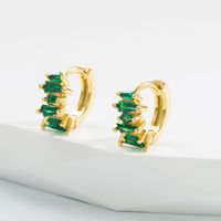 Elegant Circle Copper Gold Plated Zircon Hoop Earrings 1 Pair main image 4