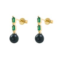 Fashion Ball Copper Gold Plated Zircon Drop Earrings 1 Pair main image 2