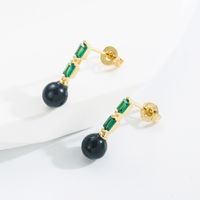 Fashion Ball Copper Gold Plated Zircon Drop Earrings 1 Pair main image 5