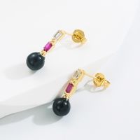 Fashion Ball Copper Gold Plated Zircon Drop Earrings 1 Pair main image 4