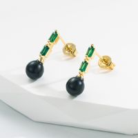 Fashion Ball Copper Gold Plated Zircon Drop Earrings 1 Pair main image 3