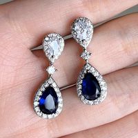 Fashion Water Droplets Copper Plating Artificial Diamond Drop Earrings 1 Pair main image 5
