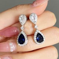 Mode Les Gouttelettes D'eau Le Cuivre Placage Diamant Artificiel Boucles D'oreilles 1 Paire main image 6