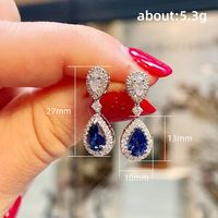 Fashion Water Droplets Copper Plating Artificial Diamond Drop Earrings 1 Pair main image 2
