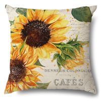 Pastoral Sunflower Linen Pillow Cases sku image 3