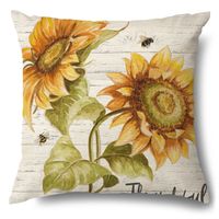 Pastoral Sunflower Linen Pillow Cases sku image 7