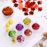 Shiny Maple Leaf Sequin Nail Decoration Accessories 6 Pieces main image 3