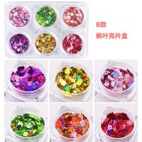 Shiny Maple Leaf Sequin Nail Decoration Accessories 6 Pieces sku image 2