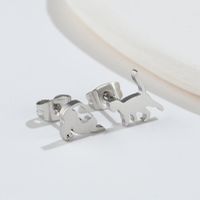 Fashion Cat Titanium Steel Plating Earrings 1 Pair sku image 1