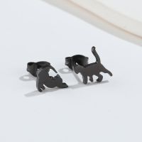 Fashion Cat Titanium Steel Plating Earrings 1 Pair sku image 4