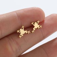 Fashion Frog Stainless Steel Plating Ear Studs 1 Pair main image 1