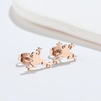 Fashion Frog Stainless Steel Plating Ear Studs 1 Pair main image 5