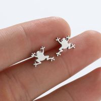 Fashion Frog Stainless Steel Plating Ear Studs 1 Pair main image 2