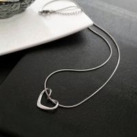 Fashion Heart Shape Titanium Steel Pendant Necklace 1 Piece sku image 2