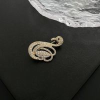 Fashion Swan Copper Plating Inlay Artificial Diamond Women's Brooches sku image 1