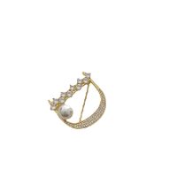 Fashion Letter Copper Plating Inlay Artificial Diamond Pearl Women's Brooches main image 3