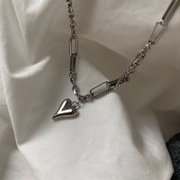 Fashion Heart Shape Titanium Steel Patchwork Pendant Necklace 1 Piece main image 4