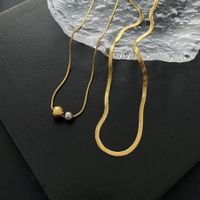 Ins Style Round Titanium Steel Polishing Layered Necklaces sku image 2