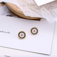 Flower Metal Plating Inlay Artificial Pearls Women's Drop Earrings 1 Pair sku image 8